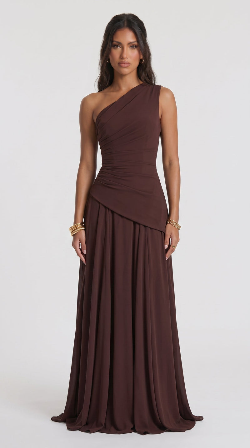 Bianca - Vestido Maxi Castanho Ameixa