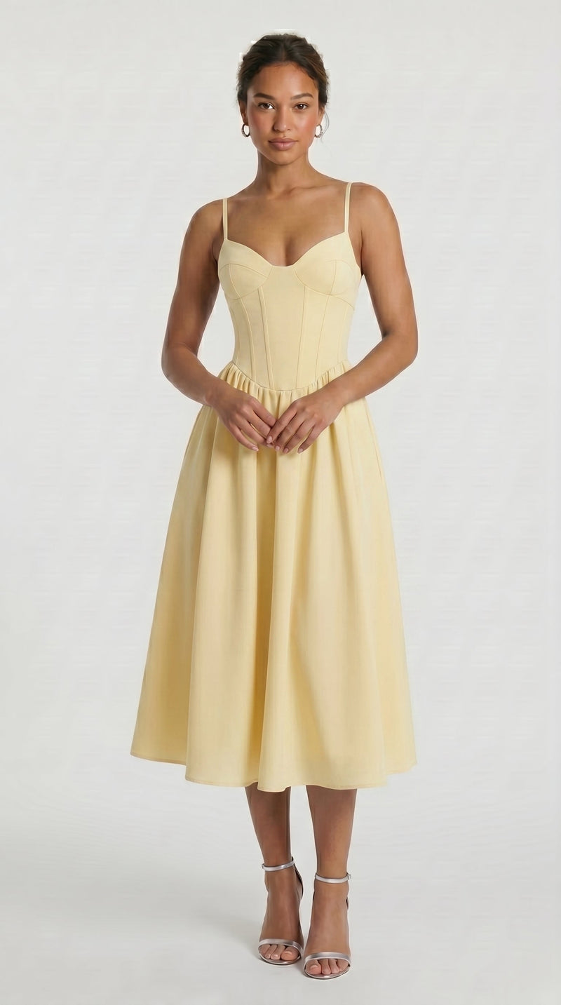 Diana - Vestido Midi Amarelo