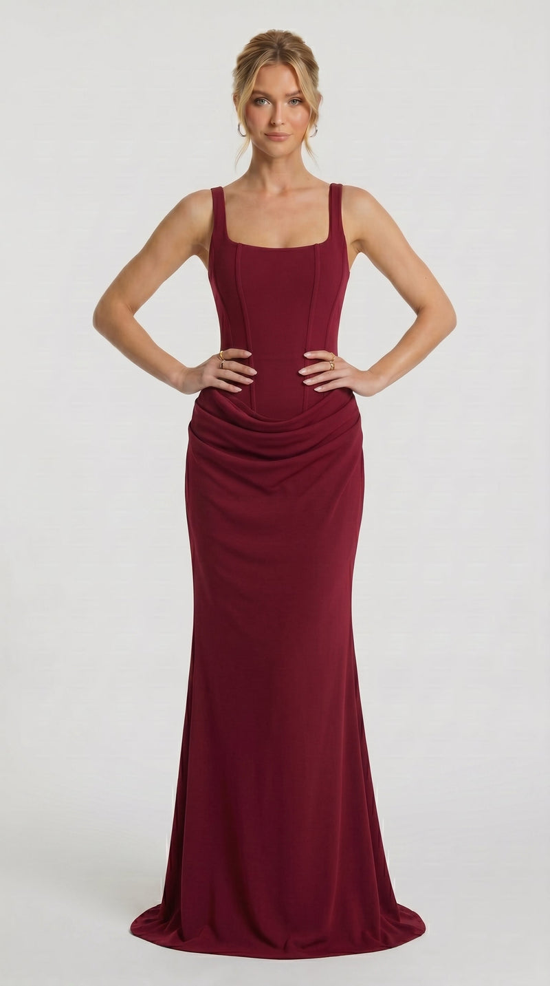 Florbela - Vestido Maxi Bordeaux