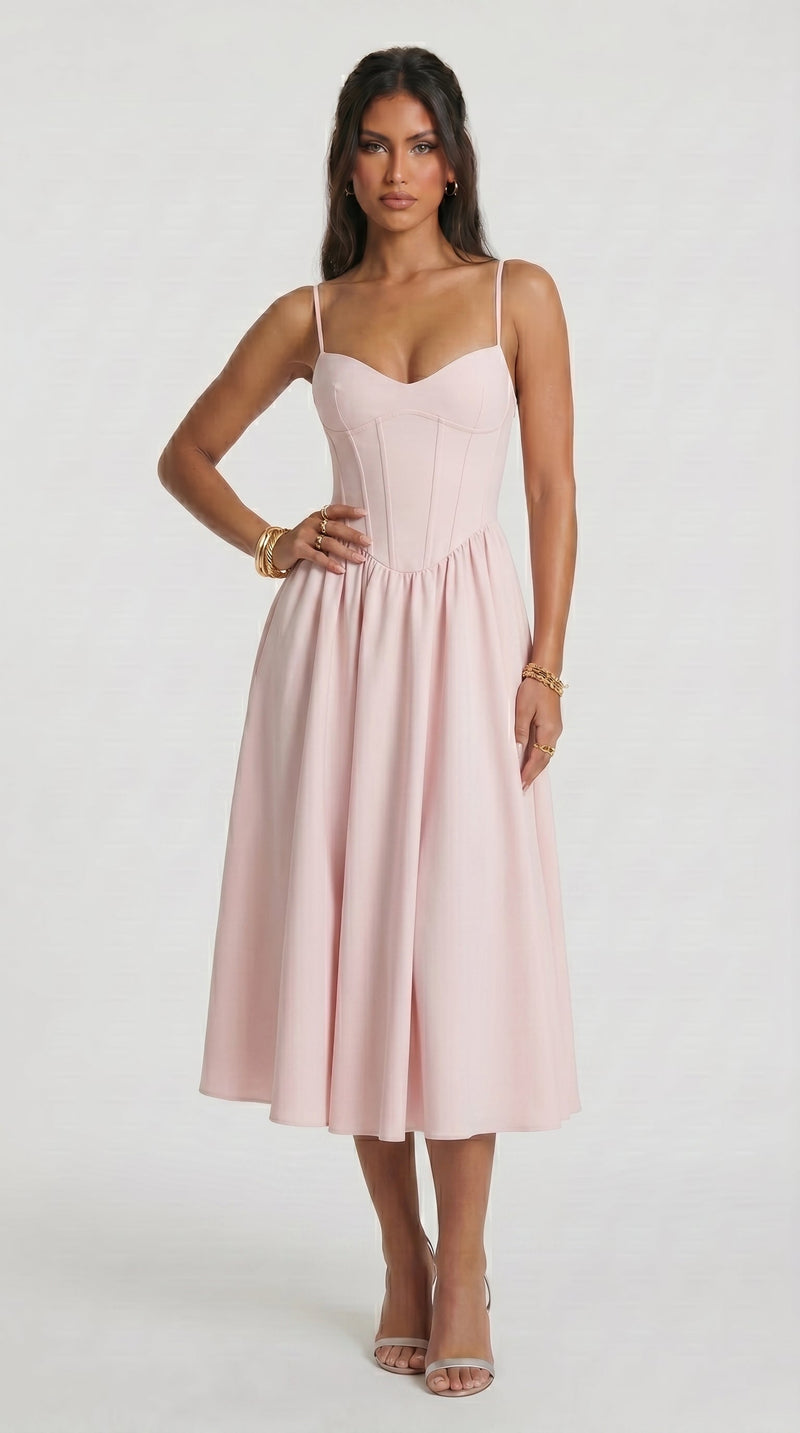 Diana - Vestido Midi Rosa-Claro