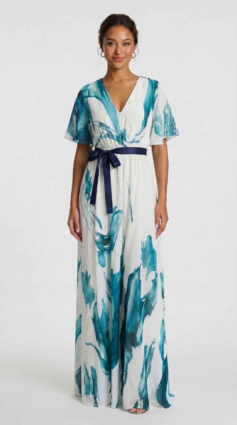 Catarina - Vestido Longo Estampa Aquarela