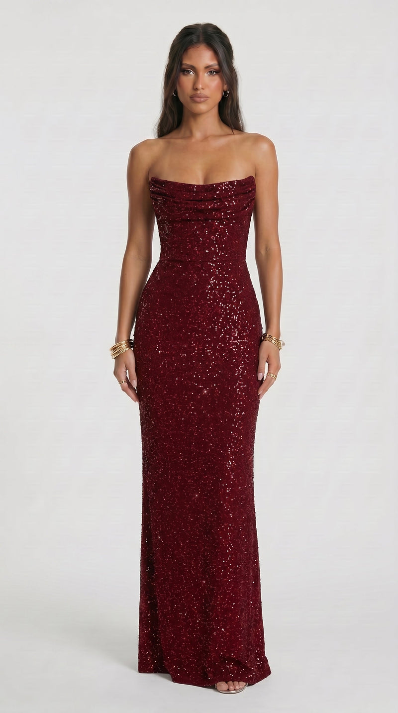 Mirabela - Vestido Maxi Bordô